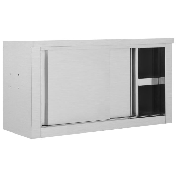 Armoire de cuisine avec portes coulissantes 90x40x50 cm Inox – Image 3