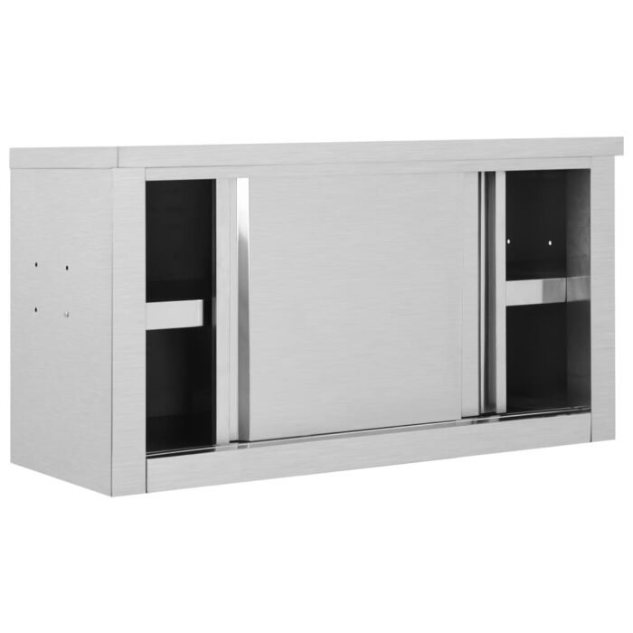 Armoire de cuisine avec portes coulissantes 90x40x50 cm Inox – Image 4