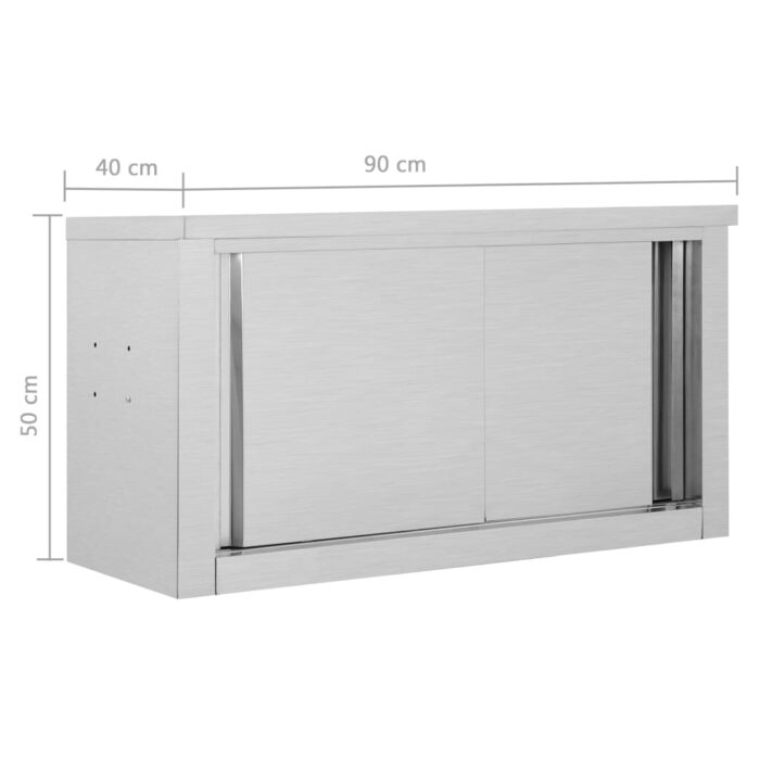 Armoire de cuisine avec portes coulissantes 90x40x50 cm Inox – Image 8