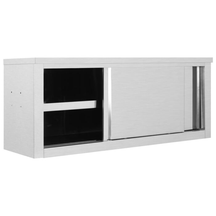 Armoire de cuisine avec portes coulissantes 120x40x50 cm Inox – Image 2