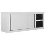 Armoire de cuisine avec portes coulissantes 120x40x50 cm Inox – Image 3