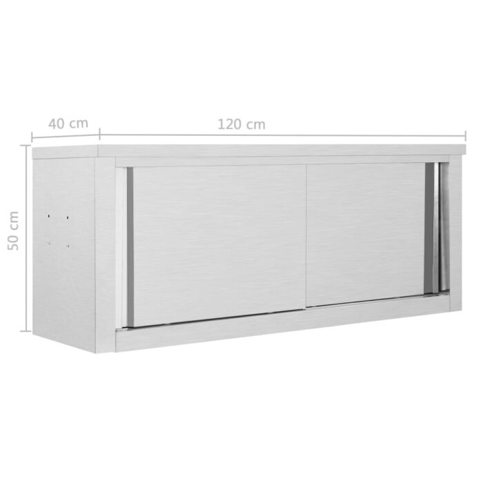 Armoire de cuisine avec portes coulissantes 120x40x50 cm Inox – Image 8