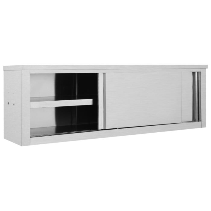Armoire de cuisine avec portes coulissantes 150x40x50 cm Inox – Image 2