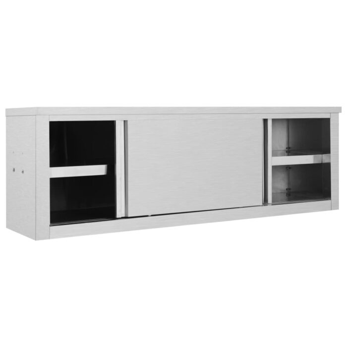 Armoire de cuisine avec portes coulissantes 150x40x50 cm Inox – Image 4