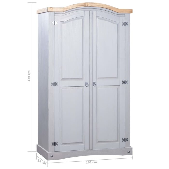 Garde-robe avec 2 portes Gamme Corona pin mexicain Gris – Image 5