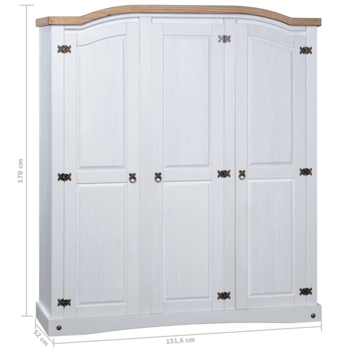Garde-robe avec 3 portes Gamme Corona pin mexicain Blanc – Image 4