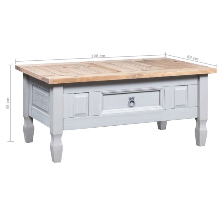 Table basse Pin mexicain Gamme Corona Gris 100x55x44 cm – Image 5