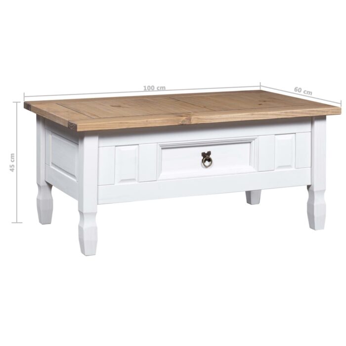 Table basse Pin mexicain Gamme Corona Blanc 100x55x44 cm – Image 5