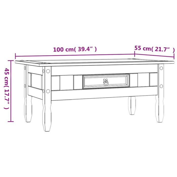 Table basse Pin mexicain Gamme Corona Blanc 100x55x44 cm – Image 7