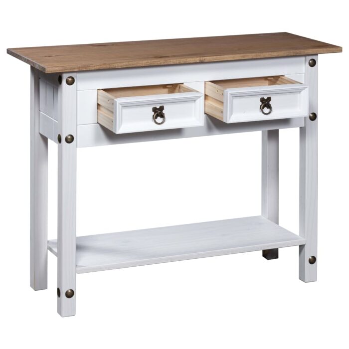 Table console Gamme Corona Pin mexicain Blanc 90x34,5x73 cm – Image 3