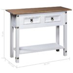Table console Gamme Corona Pin mexicain Blanc 90x34,5x73 cm – Image 6