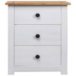 Table de chevet Blanc 46x40x57 cm Pin Gamme Panama – Image 3