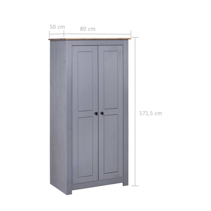 Garde-robe Gris 80x50x171,5 cm Pin massif Assortiment Panama – Image 5