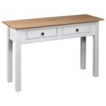 Table console Blanc 110x40x72 cm Pin solide Gamme Panama – Image 3