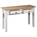Table console Blanc 110x40x72 cm Pin solide Gamme Panama – Image 5