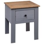 Table de chevet Gris 46x40x57 cm Pin Gamme Panama – Image 3