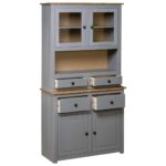 Buffet haut Gris 93x40,5x180 cm Pin Gamme Panama – Image 2