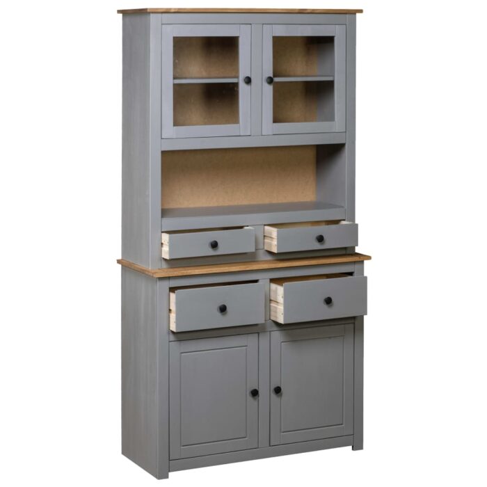 Buffet haut Gris 93x40,5x180 cm Pin Gamme Panama – Image 2