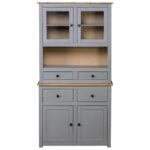 Buffet haut Gris 93x40,5x180 cm Pin Gamme Panama – Image 3