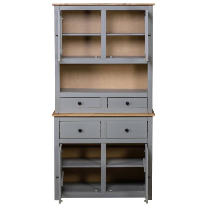 Buffet haut Gris 93x40,5x180 cm Pin Gamme Panama – Image 4