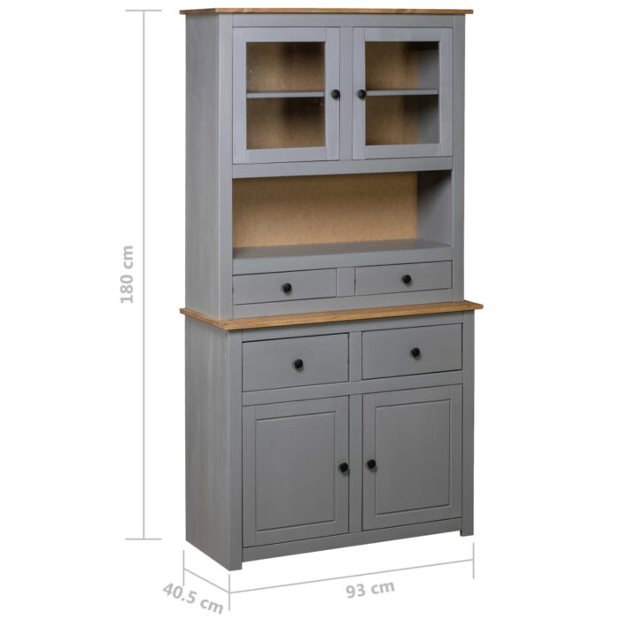 Buffet haut Gris 93x40,5x180 cm Pin Gamme Panama – Image 6