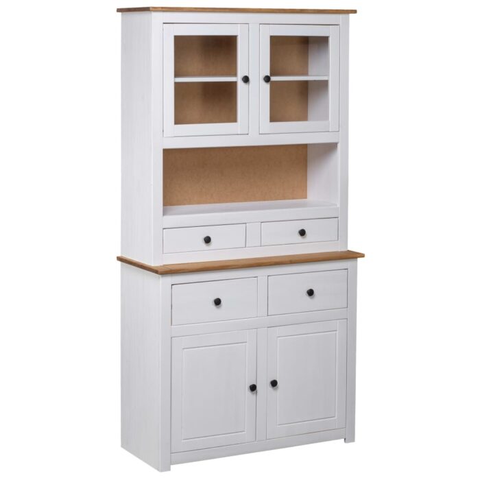 Buffet haut Blanc 93x40,5x180 cm Pin Gamme Panama – Image 1