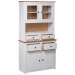 Buffet haut Blanc 93x40,5x180 cm Pin Gamme Panama – Image 3