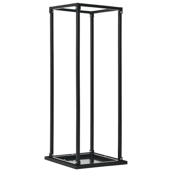 Portant de bois de chauffage avec base Noir 37x37x113 cm Acier – Image 1