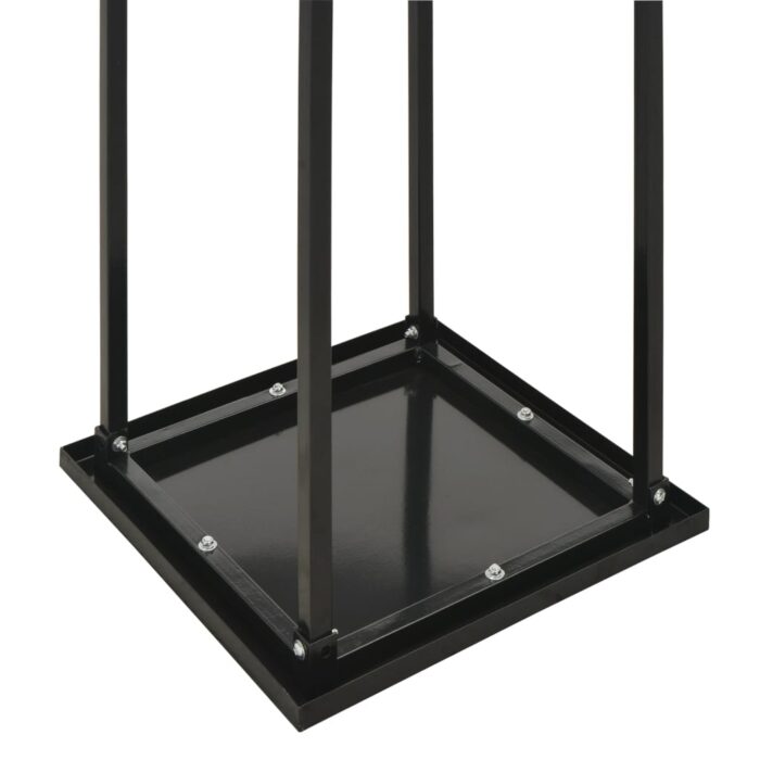 Portant de bois de chauffage avec base Noir 37x37x113 cm Acier – Image 4