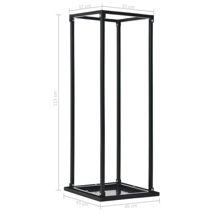 Portant de bois de chauffage avec base Noir 37x37x113 cm Acier – Image 5