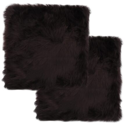 Coussins de chaise lot de 2 Marron Peau de mouton véritable
