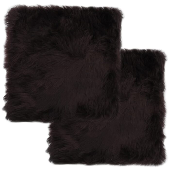 Coussins de chaise lot de 2 Marron Peau de mouton véritable – Image 1