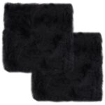 Coussins de chaise 2 pcs Gris foncé 40x40 cm Mouton véritable