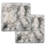 Coussins de chaise 2 pcs Mélange de gris foncé Mouton véritable