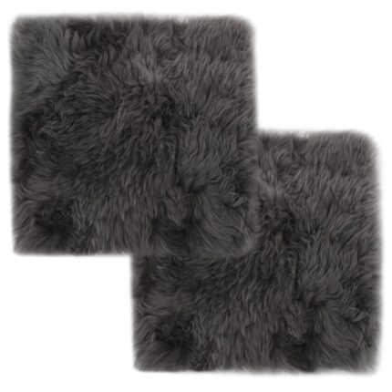 Coussins de chaise 2 pcs Gris clair 40x40 cm Mouton véritable