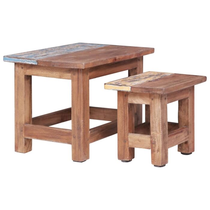 Tables gigognes 2 pcs bois d'acajou massif – Image 1