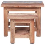 Tables gigognes 2 pcs bois d'acajou massif – Image 2