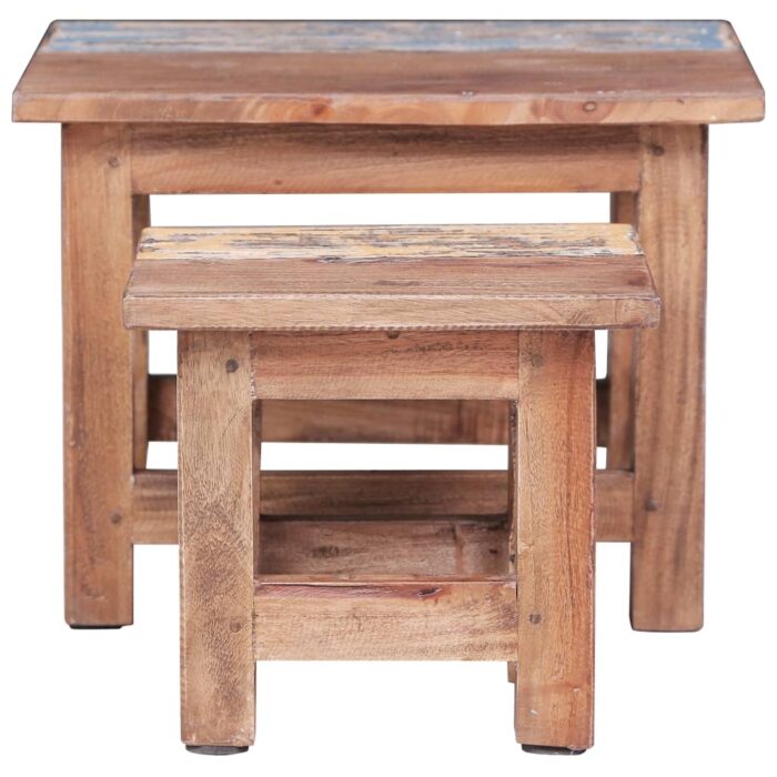 Tables gigognes 2 pcs bois d'acajou massif – Image 2