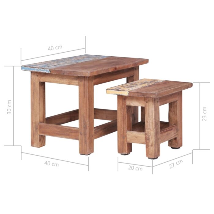 Tables gigognes 2 pcs bois d'acajou massif – Image 6