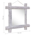 Miroir à bûches Blanc 70x70 cm Bois de récupération massif – Image 5