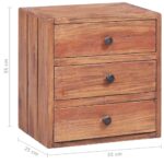 Table de chevet avec 3 tiroirs 35x25x35 cm bois d'acajou massif – Image 8