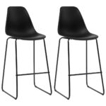 Chaises de bar lot de 2 noir plastique