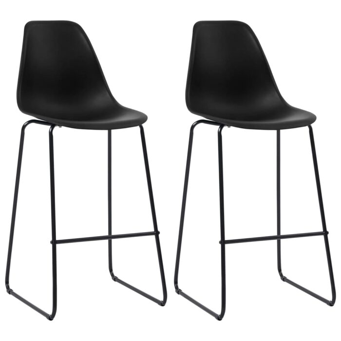 Chaises de bar lot de 2 noir plastique – Image 1