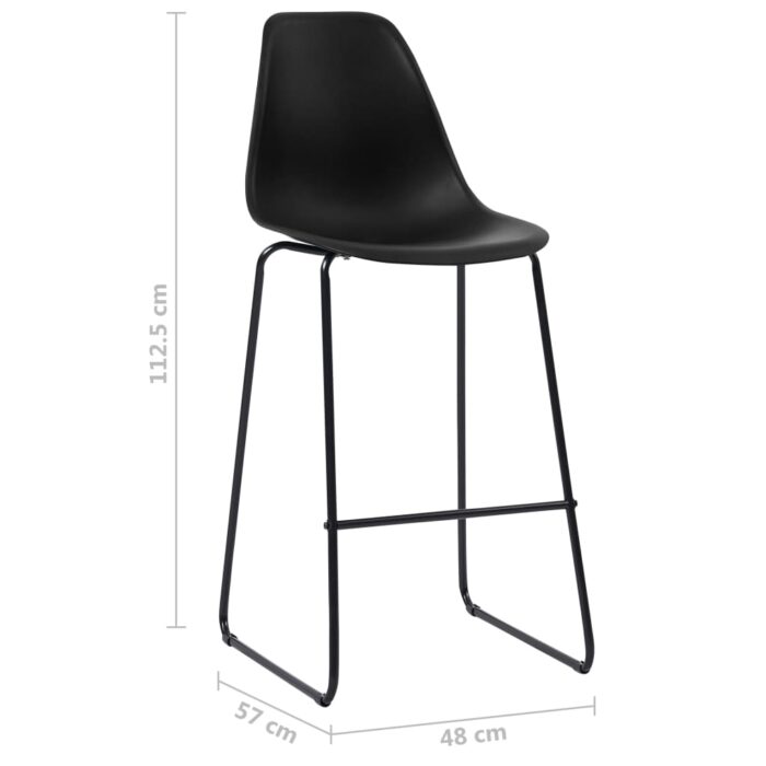 Chaises de bar lot de 2 noir plastique – Image 6