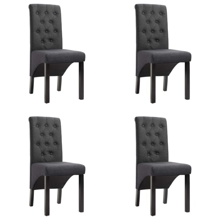 Chaises à manger lot de 4 gris foncé tissu – Image 1