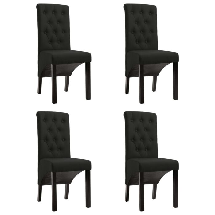 Chaises à manger lot de 4 noir tissu – Image 1