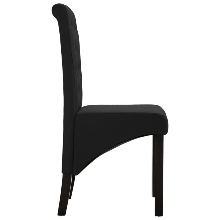 Chaises à manger lot de 4 noir tissu – Image 4