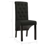 Chaises à manger lot de 4 noir tissu – Image 7