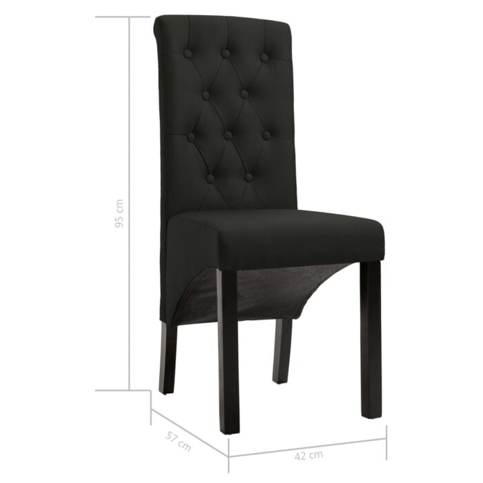 Chaises à manger lot de 4 noir tissu – Image 7