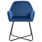 Chaises à manger lot de 4 Bleu Velours – Image 3
